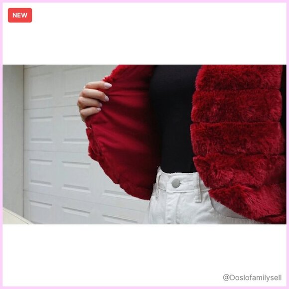 Faux Fur Cropped Jacket Shaggy Fleece Warm Outerwear Chic Y2K Fall Winter - Picture 8 of 8